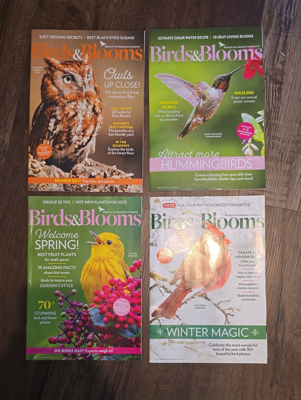 Birds and Blooms Magazine Bundle - Colorful Bird Covers, butterflies, plants
